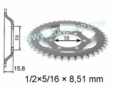 Achtertandwiel 428 KS80 KS125 - Image 2