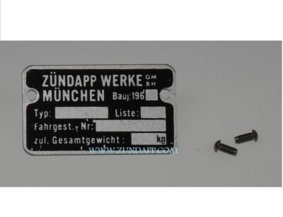 Frame typeplaatje 1960 met klinknagels